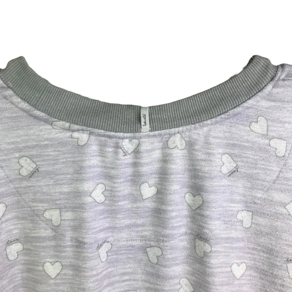 Splendid Womens M Pajama Set Gray‎ Heart Print Long Sleeve Jogger Lounge Sleep